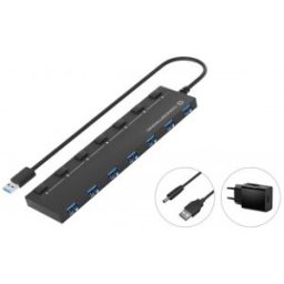 Conceptronic HUBBIES19BP hub de interfaz USB 3.2 Gen 1 (3.1 Gen 1) Type-A 5000 Mbit/s Negro