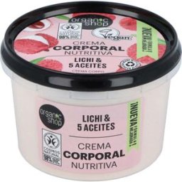 Organic shop crema corporal nutritiva lichi-5 aceites 250ml.