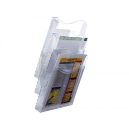 Expositor mural archivo 2000 de pared 3 bandejas din a4 transparente 105x235x445 mm separadores moviles ajustables