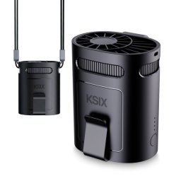 Ksix Airgo Belt Ventilador Portátil Multiposición, 4 Vel, Colgante, Doble Clip, Usb-c, Vel. Aire 8,8 M/s, 13.000 Rpm, Negro