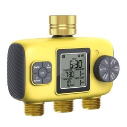 Programador de Riego Digital Automático Blossom LCD 3 Zonas Amarillo Sin App