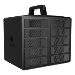 Caja PC Icy Box IB-3710-C31 10 bahías SATA 2,5/3,5 aluminio negro con ventiladores
