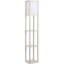 Homcom Lámpara pie con estantes 26x26x160 cm roble