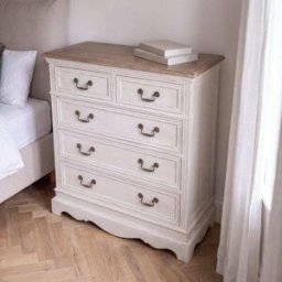 Maisons du Monde Cómoda de 5 cajones de pino y MDF crema