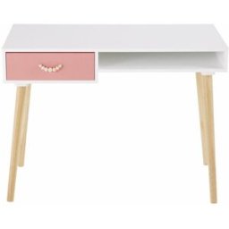 Maisons du Monde Escritorio infantil con 1 cajón en rosa coral y blanco