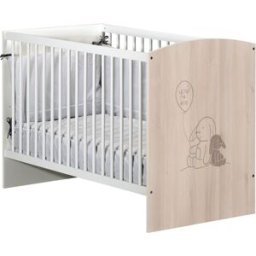 Baby Price Cuna de bebé 120x60 con barrotes y decoración efecto madera.