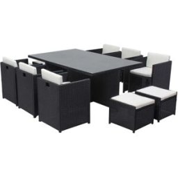 Concept Usine Conjunto de muebles de jardín 10 plazas negro/blanco + funda protector