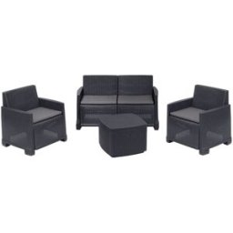 WellHome Set de jardín polipropileno color negro 53x53x40cm