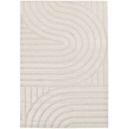The Deco Factory Alfombra suave con relieve de diseño crudo y beige claro 160x230
