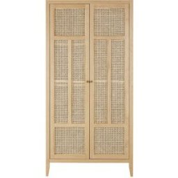 Maisons du Monde Armario infantil de roble y rejilla de ratán de 2 puertas