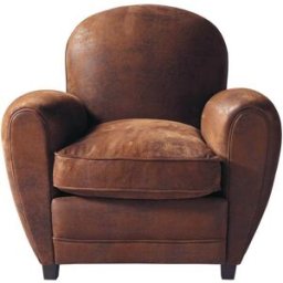 Maisons du Monde Sillón club de microgamuza marrón efecto cuero