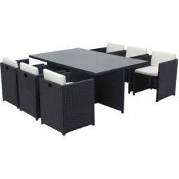 Concept Usine Conjunto de muebles de jardín 6 plazas negro/blanco + funda protectora