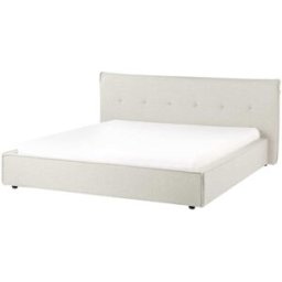 Beliani Cama de agua lino sintético 180 x 200 cm blanco crema