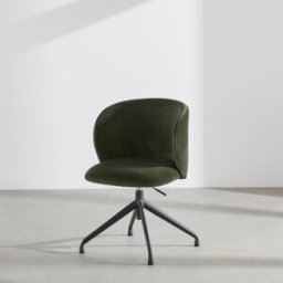 Maisons du Monde Silla de oficina giratoria en terciopelo verde caqui