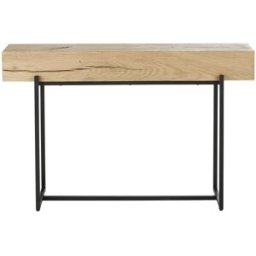 Maisons du Monde Consola de roble macizo y acero negro