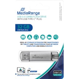 MEDIARANGE MR 936 - Memoria USB, USB 3,0, 32 GB, combo USB-C..