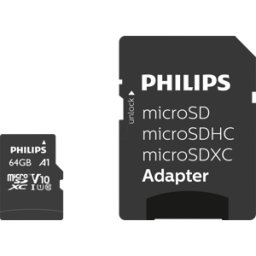 PHILIPS MEDIA PHI FM64MP45B - Tarjeta microSDXC, 64GB Clase 10 incl. Adaptador UHS-I U1
