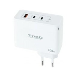 TooQ Cargador de Pared GaN 2xUSB-C/PD + USB-A/QC 100W, Blanco
