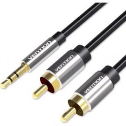Cable Estéreo Vention BCFBH - Jack 3.5 Macho - 2x RCA Macho - 2m - Negro