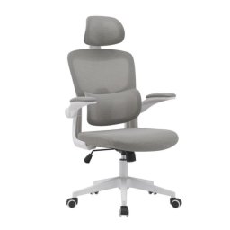 Silla de oficina ergonómica Aron con refuerzo lumbar, reposacabezas y brazos abatibles negra