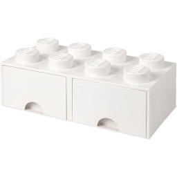 Caja de almacenaje LEGO Brick Drawer 8 blanca con 2 cajones
