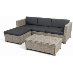 Concept Usine Conjunto de jardín para 4 personas de resina trenzada gris y negro