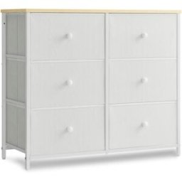 SONGMICS Cómoda de 30 x 80 x 71 cm de color blanco y roble