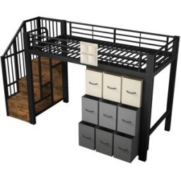 ComfortXL Cama alta infantil con almacenaje y perchero 90 x 200 cm