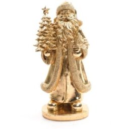 MondoViro Papá Noel en resina color oro, 33 cm de alto