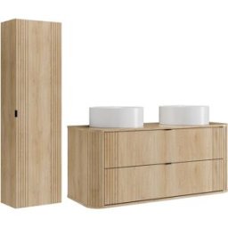 Unique Conjunto de baño madera color natural claro