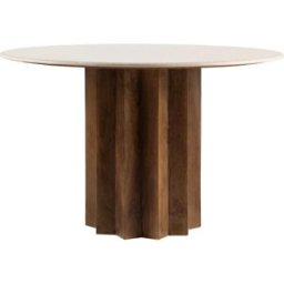 Drawer Mesa comedor redonda 4 personas mármol y madera maciza - marfil blanco