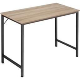 Tectake Escritorio estilo industrial estructura de acero 100 cm madera clara