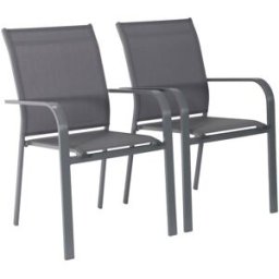 sweeek Silla de jardín apilable de aluminio y textileno, set de 2, antracita