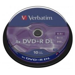 Tarrina Verbatim - 10 x DVD+R DL - 8.5 GB 8x - plateado mate - eje - soportes de almacenamiento