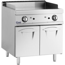 Plancha fry-top de gas - 12 kW - lisa - 50 - 300 °C - gas propano / GLP / gas natural - mueble bajo - Royal Catering 10013400
