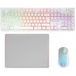 Pack Gaming Mars Gaming MCPWX/ Teclado Inalámbrico + Ratón Inalámbrico + Alfombrilla Español Blanco
