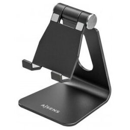 Aisens Soporte De Sobremesa Tamaño M Ajustable (1 Pivote) Para Movil - Tablet, Negro