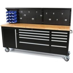HBM Carro de herramientas con pared trasera 215 cm, negro