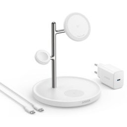 Cargador inalámbrico Anker MagGo 3 en 1 Qi2 15W Blanco