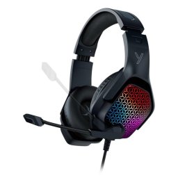 Auriculares Yenkee YHP 3006 Trinity con cable, jack 3,5 mm y USB para música, diadema circumaural, con retroiluminación multicolor, color negro