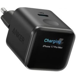 Cargador de Pared Anker Nano para iPhone Qi 45W, Carga Rápida, Pantalla inteligente, 1 USB-C Negro