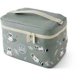 Monbento Frosty 5l Vert Raccoon - Bolsa Térmica Infantil Para Comida, Doble Cremallera, Asa Superior Y Bolsillo Interior Con Cremallera, Compatible Con Fiambrera Monbento
