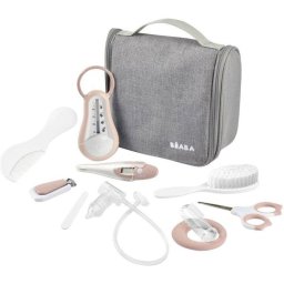 Neceser Beaba Infantil con 10 Accesorios de Higiene y Bolsa Textil con Gancho Giratorio