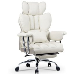 Silla de oficina ejecutiva Naspaluro en cuero PU con reposapiernas y soporte lumbar