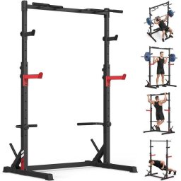 Soporte multifuncional HomeFitnessCode Jaula sentadillas barra dominadas 300 kg ajustable