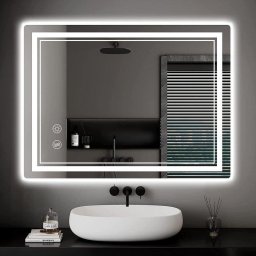 Espejo de baño Naspaluro LED 80x60 cm antivaho 3 colores táctil