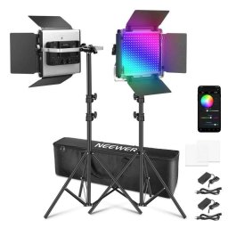 Set 2 Luces LED Video Neewer RGB660 Pro II 50W RGB 360° con Soporte y Control por App
