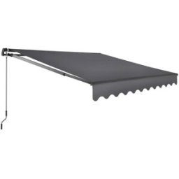Tectake Toldo con brazo articulado y soporte pared, 250x200 cm, negro