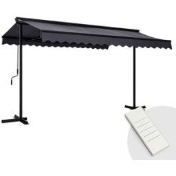 Oviala Tienda móvil eléctrica de doble pendiente de 3 x 4m de aluminio gris