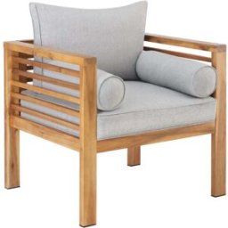 Tectake Sillón de jardín con madera y capacidad de carga 120 kg, marrón
